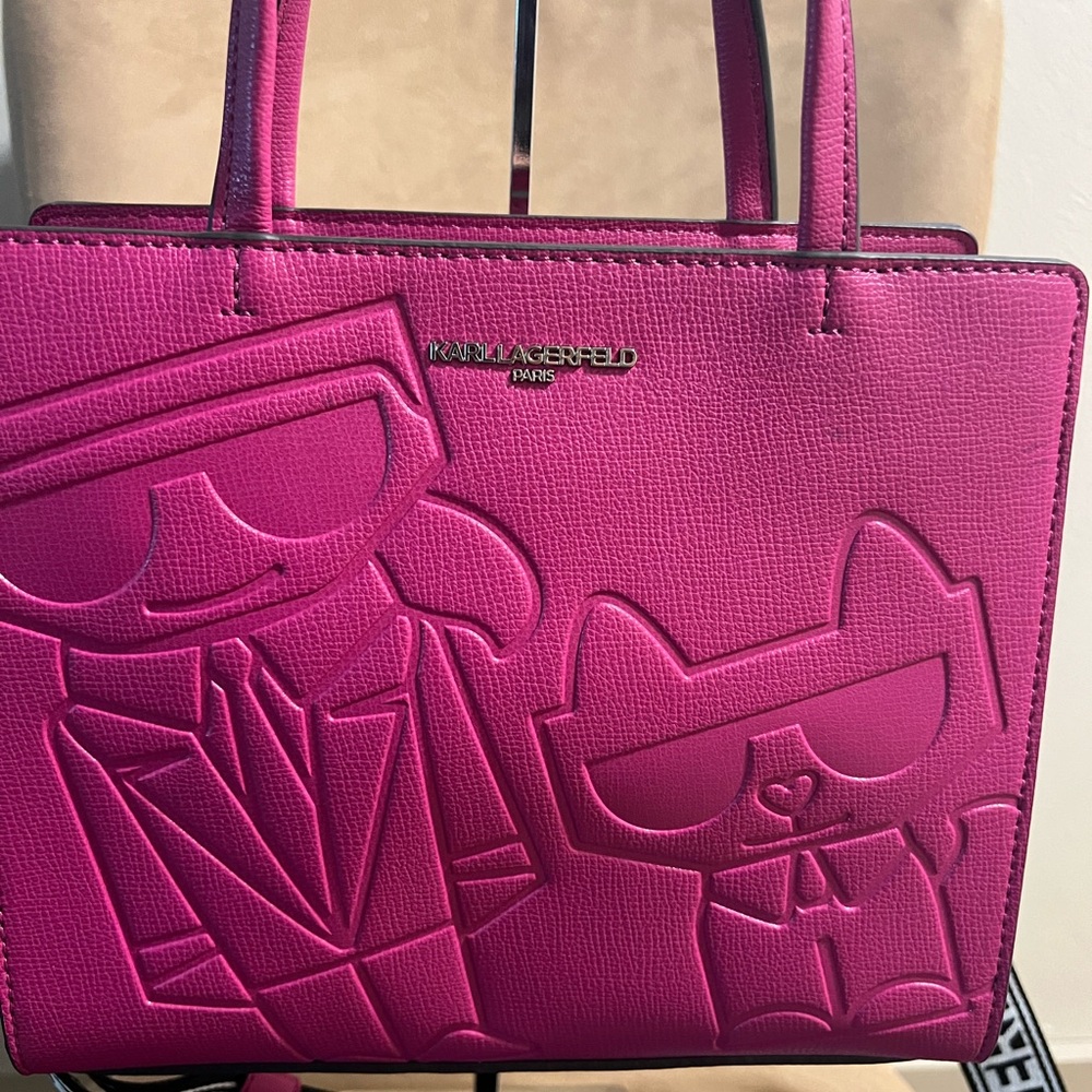 Karl Lagerfeld Paris -Fuchsia Embossed Crossbody Bag w dustbag